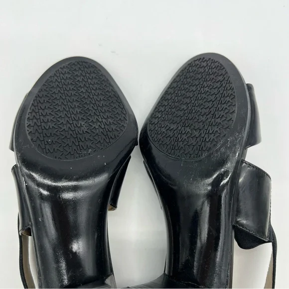 Michael Kors Odette Black Strappy Open Toe Sandals Elastic Cone Heel Size 9 US - Picture 10 of 13
